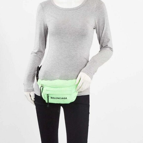 Balenciaga Verde Fluo Recycled Nylon Logo Embroidered Wheel Belt Bag - Picture 12 of 12